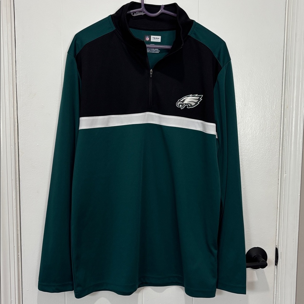 NFL Philadelphia Eagles Quarter Zip Performance Pullover - Large